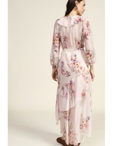Robe longue à imprimé floral et volants asymétriques Dixie