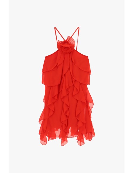 Robe courte à volants et fines bretelles Dixie