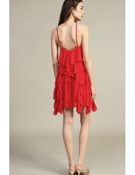 Robe courte à volants et fines bretelles Dixie