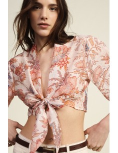 Korte blouse met knoopdetail en bloemenprint Dixie