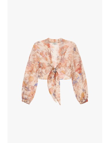 Short Blouse With Knot And Floral Fantasy Dixie