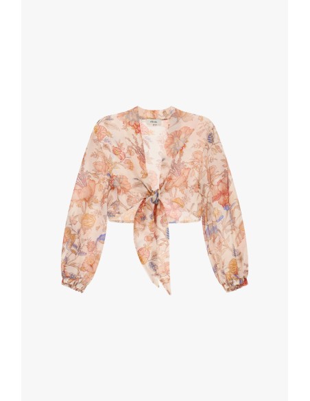 Short Blouse With Knot And Floral Fantasy Dixie