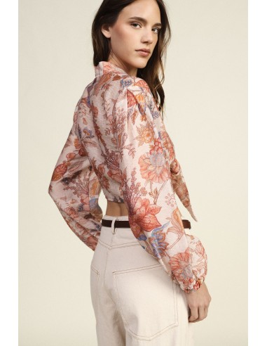Short Blouse With Knot And Floral Fantasy Dixie