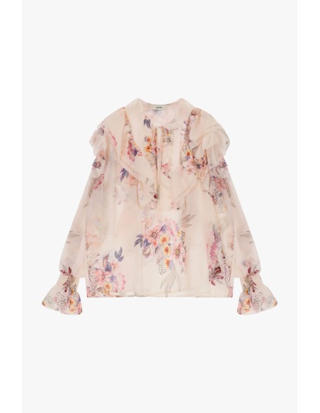 Ruime blouse met bloemenprint en volant Dixie