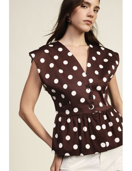 Gilet sans manches à pois avec boutons Dixie