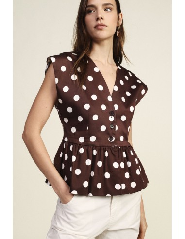 Gilet sans manches à pois avec boutons Dixie