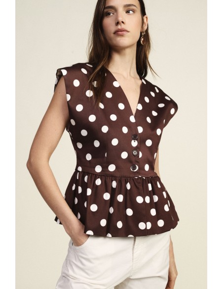 Gilet sans manches à pois avec boutons Dixie