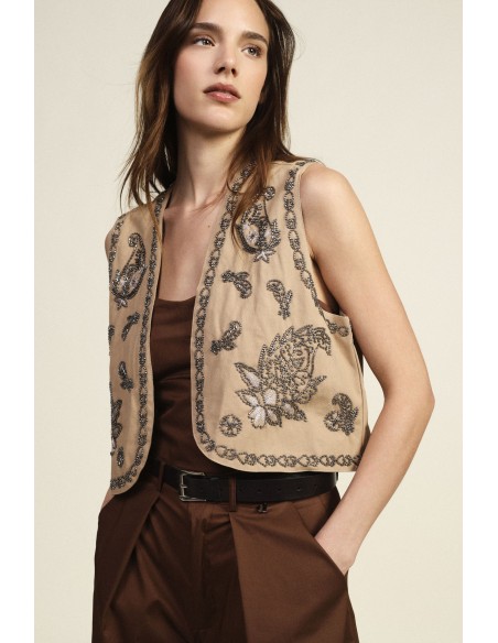 Kort gilet met bloemenborduursels van Dixie