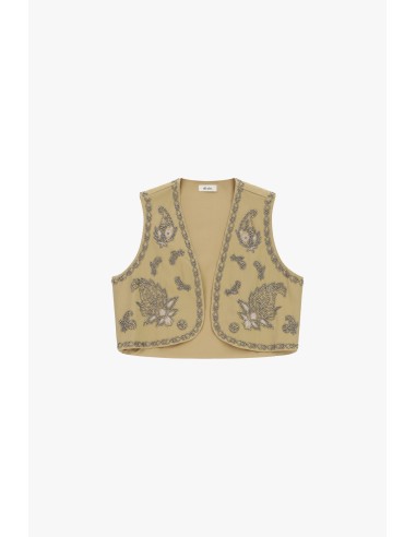 Gilet court avec broderie florale Dixie