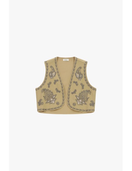 Gilet court avec broderie florale Dixie