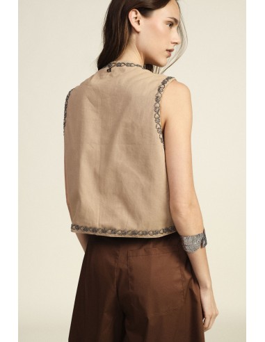 Gilet court avec broderie florale Dixie