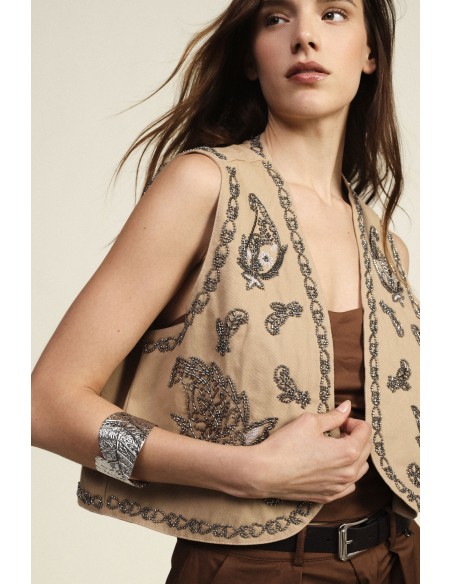 Kort gilet met bloemenborduursels van Dixie