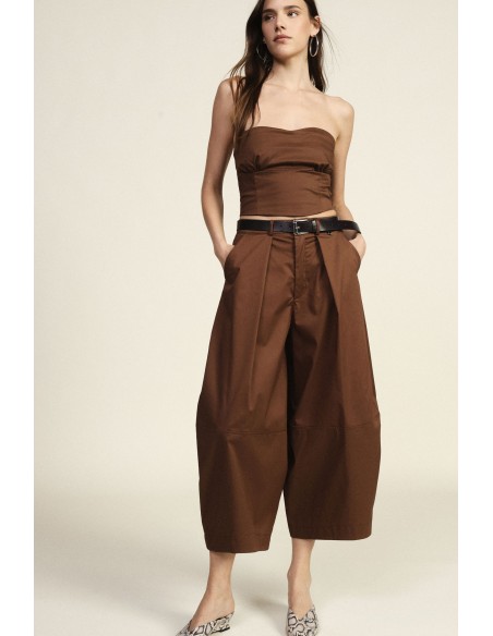 Pantalon palazzo court avec ceinture et pinces Dixie