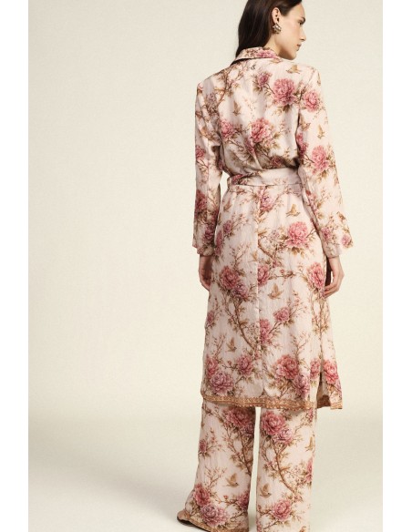 Lange top met bloemenprint en ceintuur Dixie