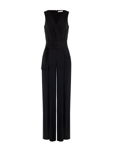 Korte jumpsuit van elastische katoenmix met stijve riem met logo van Rinascimento