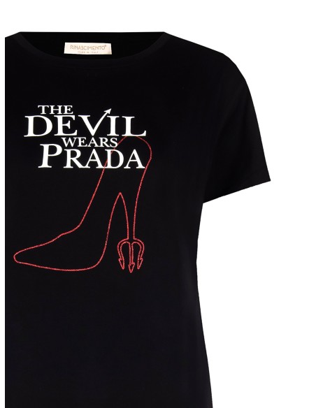 T-shirt regular « Il Diavolo s’habille en Prada » avec imprimé escarpin, Rinascimento