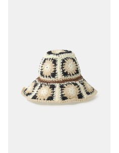 Gehaakte hoed in patchworkstijl met brede rand Please