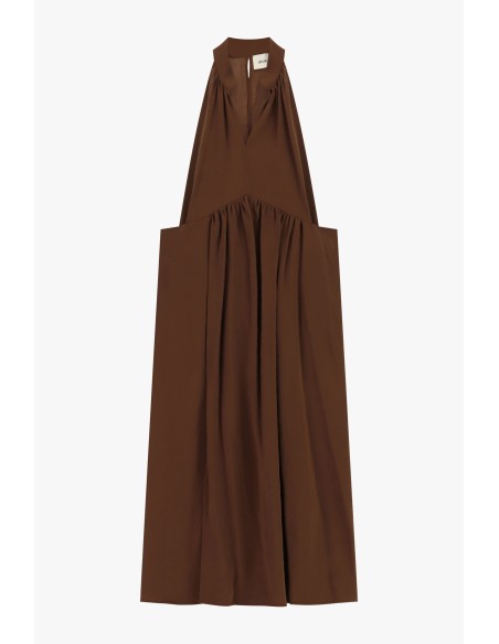 Robe longue à col en V et à larges plis Dixie