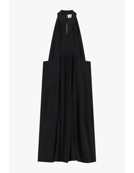 Robe longue à col en V et à larges plis Dixie