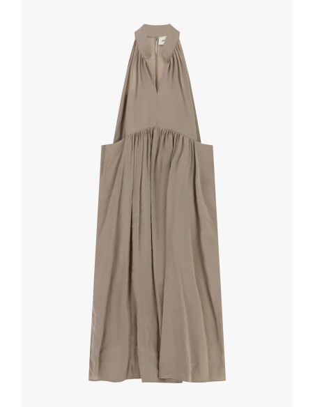 Robe longue à col en V et à larges plis Dixie