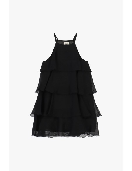 Robe courte à volants et fines bretelles Dixie