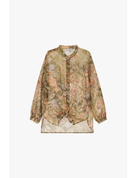 Chemise large avec fantaisie florale et nœud sur le devant Dixie