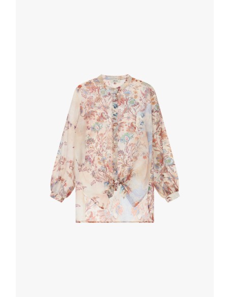 Chemise large à imprimé floral et nœud sur le devant Dixie