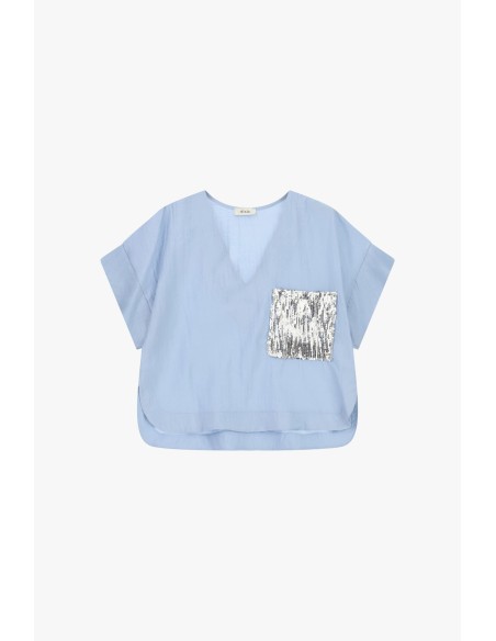 Korte blouse met versierde borstzak aan de voorkant Dixie