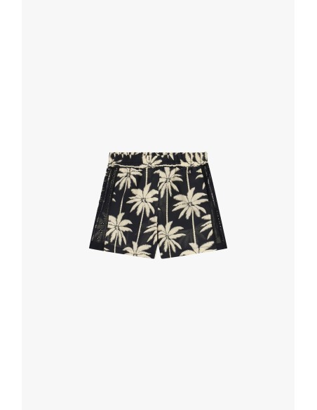 Short regular fit avec imprimé palmiers et empiècements ajourés Dixie