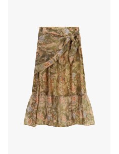 Midi-rok met fantasiebloemen en knoopdetail Dixie