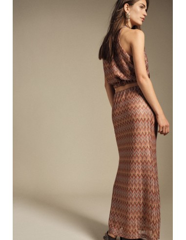 Lange rok met zigzagprint en hoge taille Dixie