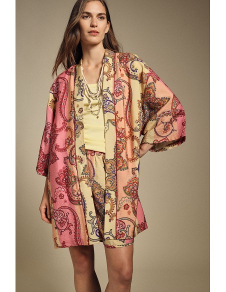 Dixie Paisley Pattern Oversize Shirt Jacket Without Closure