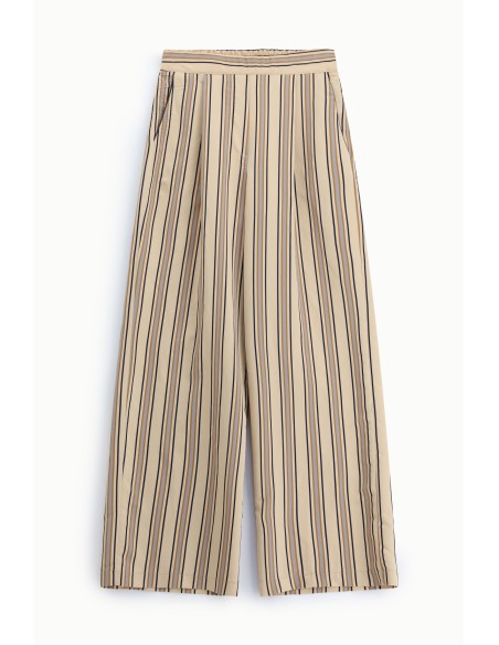 Pantalon large rayé taille haute avec poches Dixie