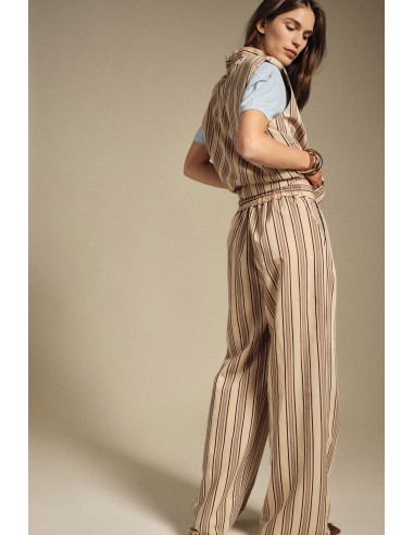 Pantalon large rayé taille haute avec poches Dixie