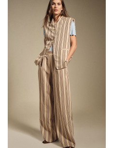 Dixie wijde gestreepte broek met hoge taille en zakken