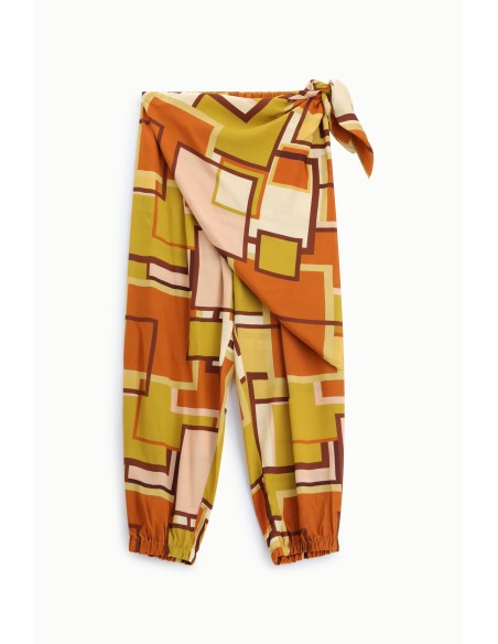 Pantalon de jogging à taille nouée géométrique Dixie