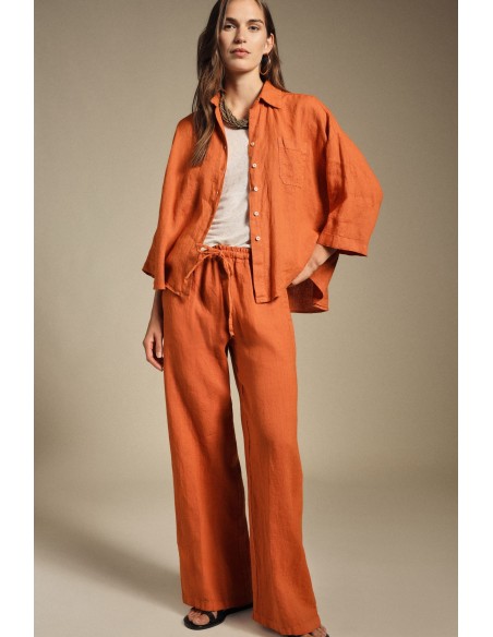 Pantalon large avec taille haute et cordon de serrage Dixie