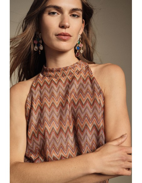 Top met zigzagprint en gerimpelde onderkant Dixie