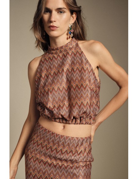 Top met zigzagprint en gerimpelde onderkant Dixie