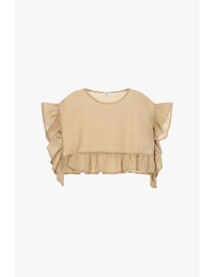 Korte top met gerimpelde volantmouwen Dixie 2
