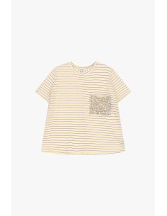 Gestreept T-shirt met opgestikte zak met pailletten Dixie