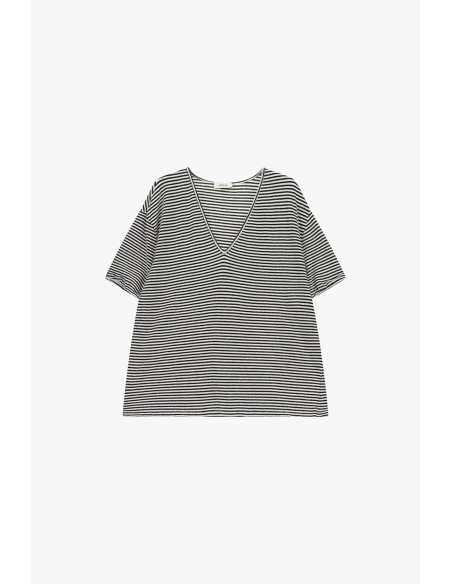 Dixie Short Sleeve V-Neck Striped T-Shirt