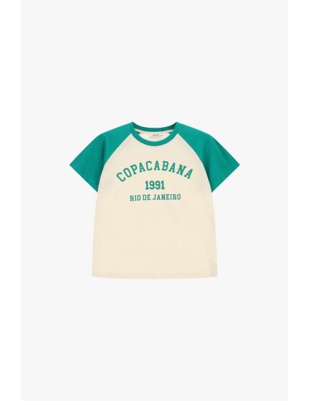 Dixie T-shirt met raglanmouwen en opdruk aan de voorkant