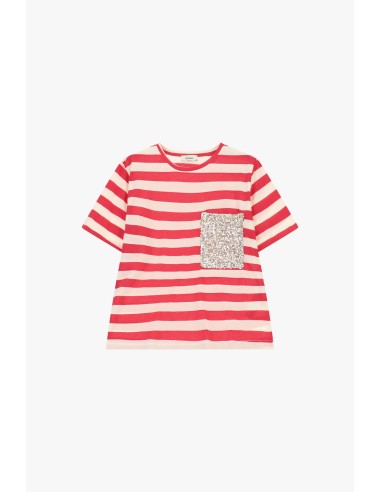 Gestreept T-shirt met paillettenborstzak aan de voorkant Dixie