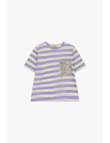 Dixie - T-shirt à rayures avec poche à paillettes sur le devant