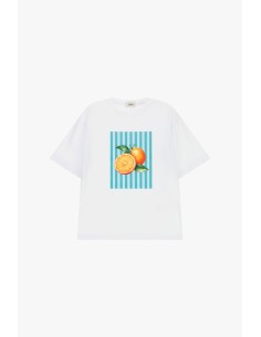 Dixie T-shirt met korte mouwen en citrusprint aan de voorkant