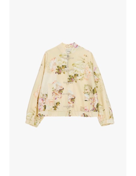 Dixie Flower Print Quilted Jacket Tie Closure