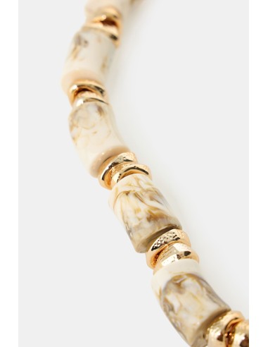 Elastische armband met gemarmerde cilinders en metalen details Dixie