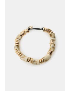 Bracelet élastique avec cylindres marbrés et inserts métalliques Dixie