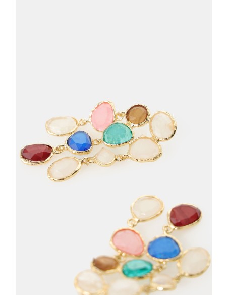 Boucles d’oreilles pendantes multiformes avec pierres colorées Dixie